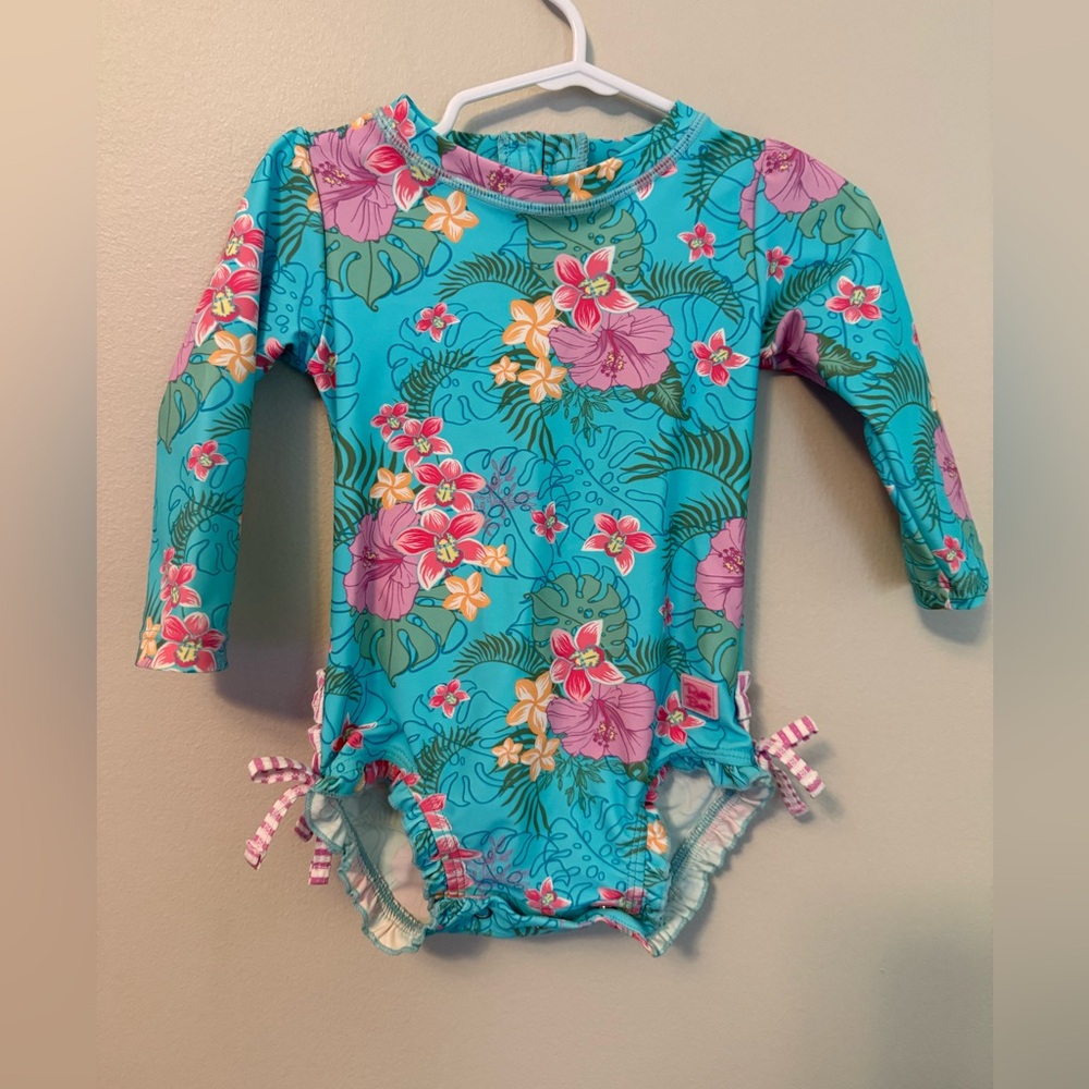 Ruffle Butts Turquoise Floral Swimsuit
